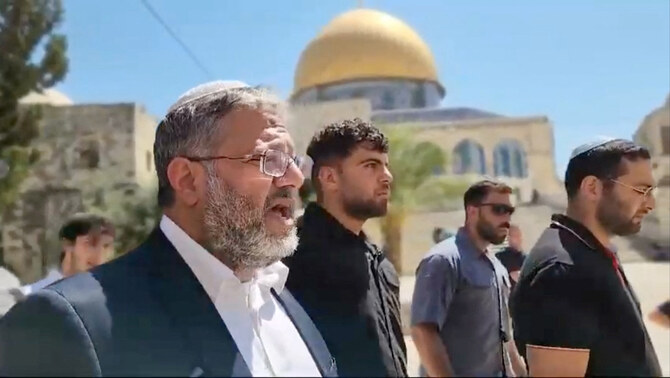 Israeli National Security Minister Itamar Ben-Gvir visits the Al-Aqsa compound in Jerusalem’s Old City, August 13, 2024.