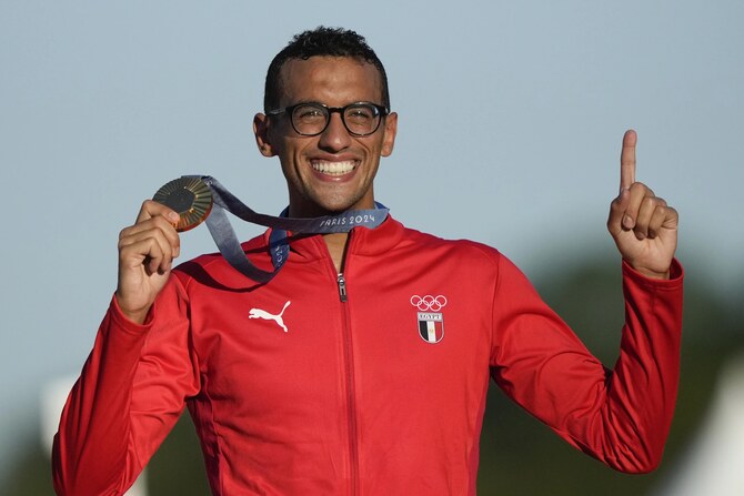 Ahmed Elgendy of Egypt becomes first athlete from Africa to win Olympic modern pentathlon gold. AP