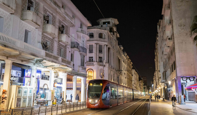 A picture shows a view of a building with distinguished architecture in the city of Casablanca on March 29, 2024. (AFP)