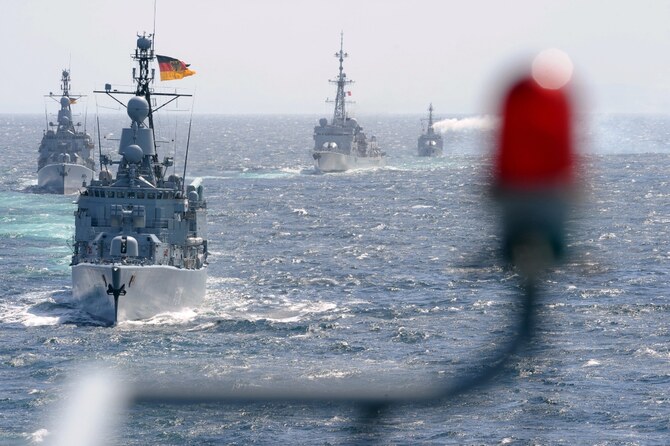 German warships await orders on crossing disputed Taiwan Strait