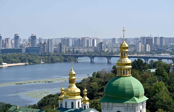 A view of Ukrainian capital of Kyiv taken from Kyiv Pechersk Lavra monastery on August 20, 2024. (AFP)