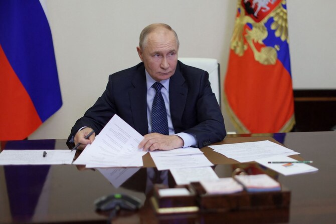 President Vladimir Putin chairs a meeting on situation in Belgorod, Kursk and Bryansk regions via video link.