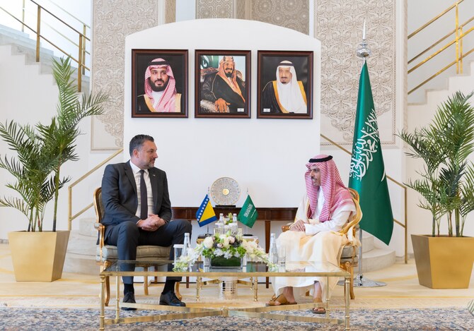 Saudi Foreign Minister Prince Faisal bin Farhan receives the Minister of Foreign Affairs of Bosnia and Herzegovina in Riyadh