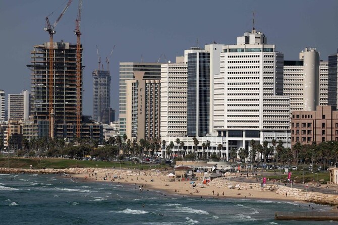 A usually crowded beach in Tel Aviv is nearly deserted on August 25, 2024.