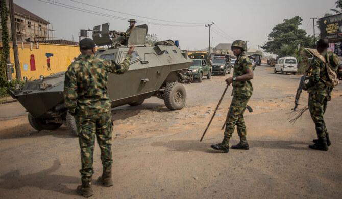 Nigerian soldiers patrol in Aba, in a pro-Biafra separatists zone, southeastern Nigeria, on February 15, 2019. (AFP)