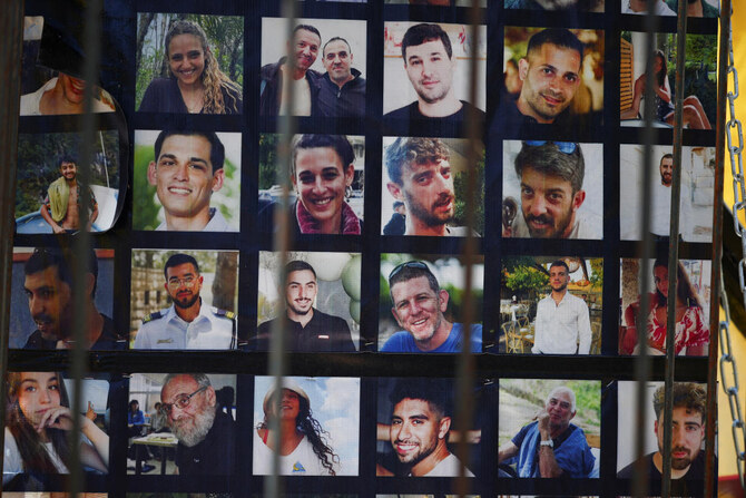 A view of pictures of hostages who were kidnapped during the October 7 attack can be seen in Tel Aviv, Israel, August 28, 2024. 