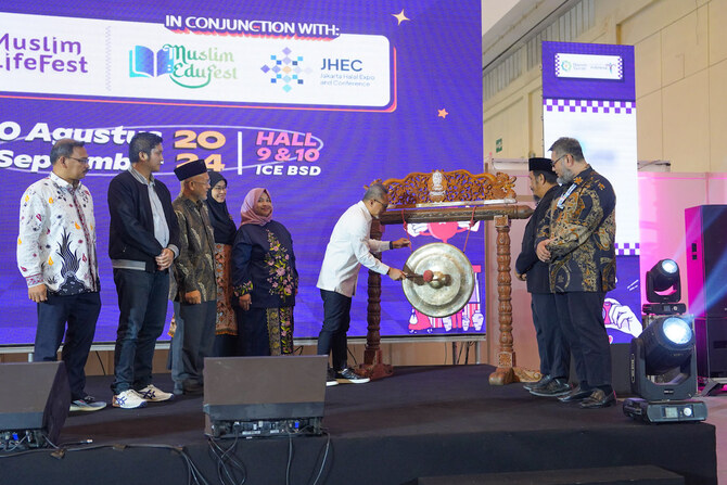 Indonesia’s Trade Minister Zulkifli Hasan attends the 2024 Muslim Lifestyle Festival opening ceremony in Tangerang, Banten.