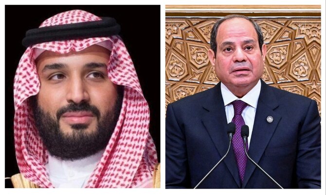 Saudi Crown Prince Mohammed bin Salman and Egyptian President Abdel Fattah El-Sisi. (File/SPA/AFP)