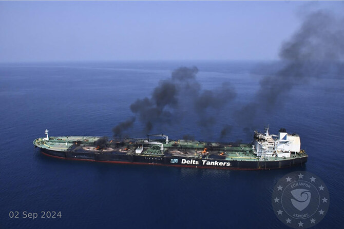 Burning oil tanker in Red Sea unsafe to tow, EU naval mission says