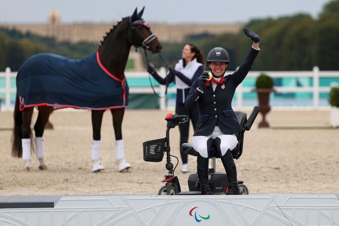 Hart beats Baker to Paralympic dressage gold as USA win three equestrian medals