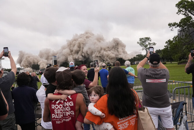 A hurricane-damaged Louisiana skyscraper is imploded