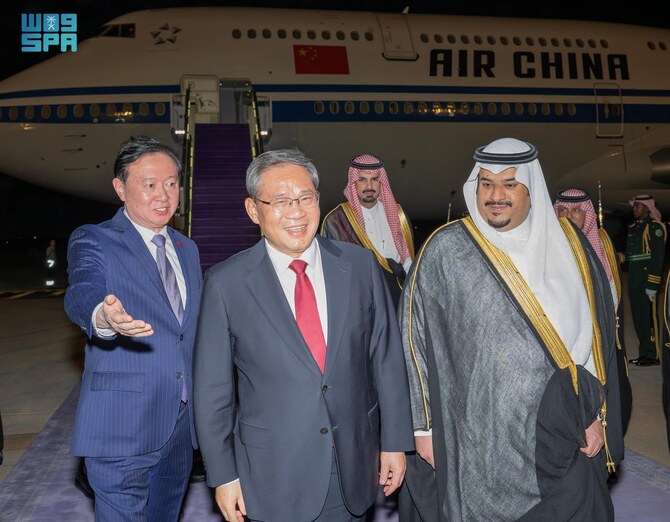 China’s Prime Minister Li Qiang arrives in Riyadh on Tuesday. (SPA)