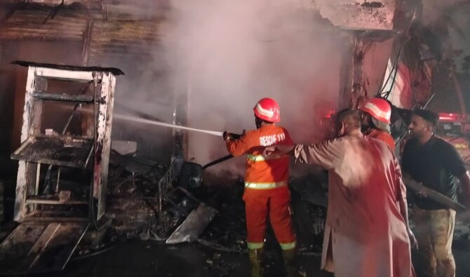 One dead as rescue teams control fire at residential building in Karachi