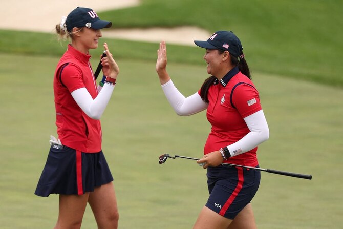 Nelly Korda leads Americans to a record-setting 6-2 margin on first day of Solheim Cup