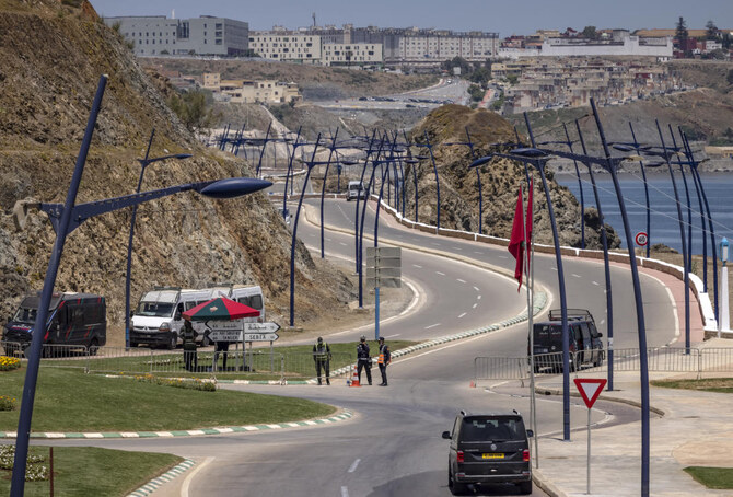 A general view shows Morocco’s Fnideq border crossing with the Spanish enclave of Ceuta (background). (File/AFP)