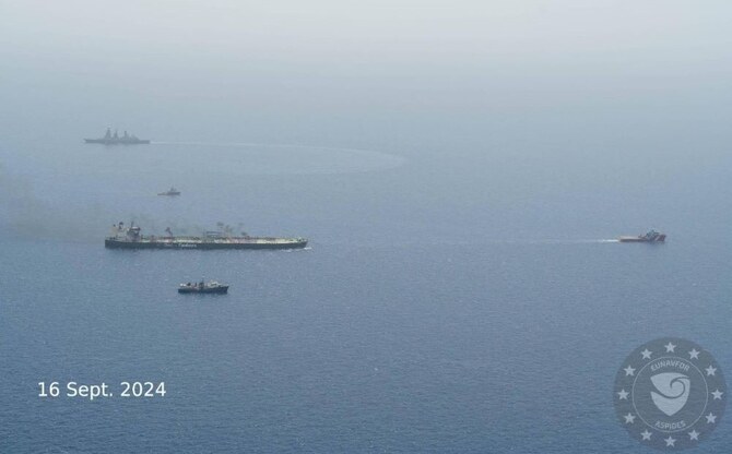 Widespread relief as rescuers tow burning oil tanker to safety in Red Sea