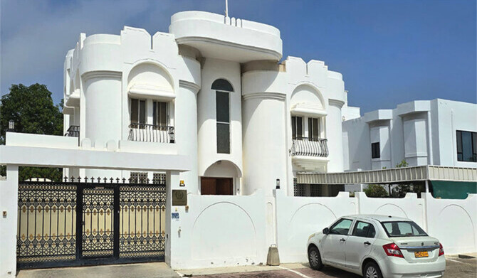 An exterior view of Afghanistan's Embassy in Muscat, Oman. (Twitter @HafizZiaAhmad)