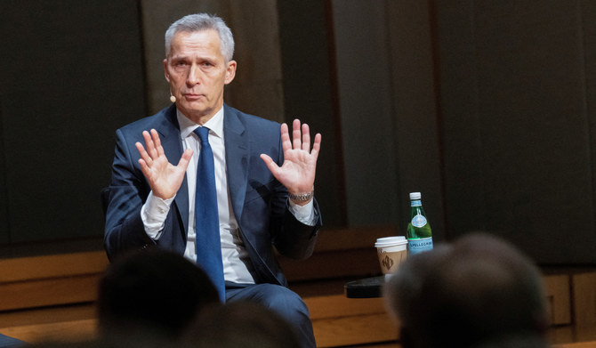 NATO’s Jens Stoltenberg gives a lecture on Russia, Ukraine and NATO's security policy challenges in Oslo. (REUTERS)