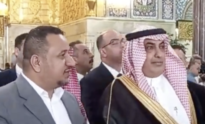 لم تكن زيارة السفير السعودي لدى العراق عبد العزيز الشمري إلى كربلاء في 13 أيار/مايو زيارة عادية.  (لقطة شاشة)