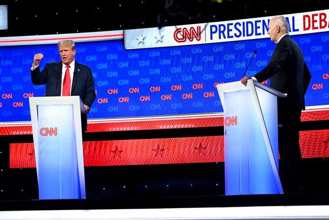 Donald Trump and Joe Biden faced off in a presidential debate last month. (AFP)