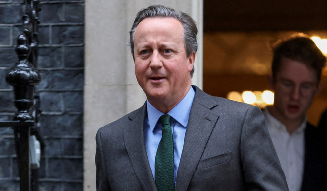 British Foreign Secretary David Cameron leaves Number 10 Downing Street in London, Britain, December 5, 2023. (REUTERS)