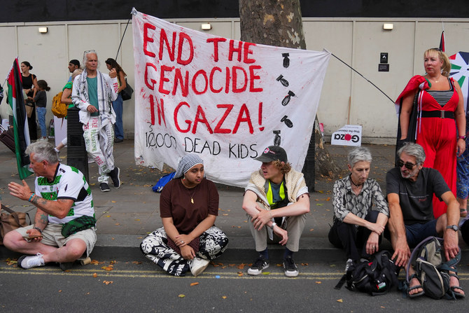 People attend a demonstration in support of Palestinians in Gaza, amid the ongoing Israel-Hamas conflict, in London, Britain.