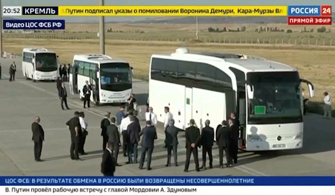 A view shows participants of a prisoner exchange between Russia with Western countries in Turkey, August 1, 2024. (REUTERS)