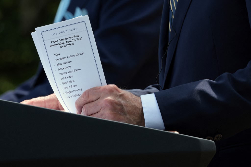 US President Joe Biden Spotted With Cheat Sheet, Revealing Prior ...